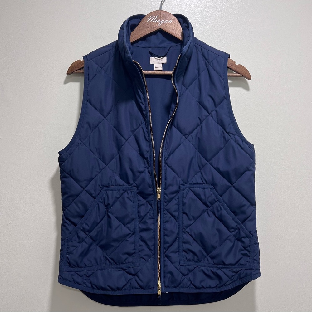 J. Crew Factory Women’s Quilted Navy Blue Down Puffer Vest, Size Small